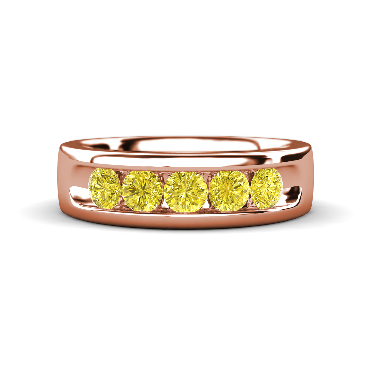 Irvin 0.75 ctw Yellow Diamond 5 stone Comfort Fit Men Wedding Band (6 mm) 